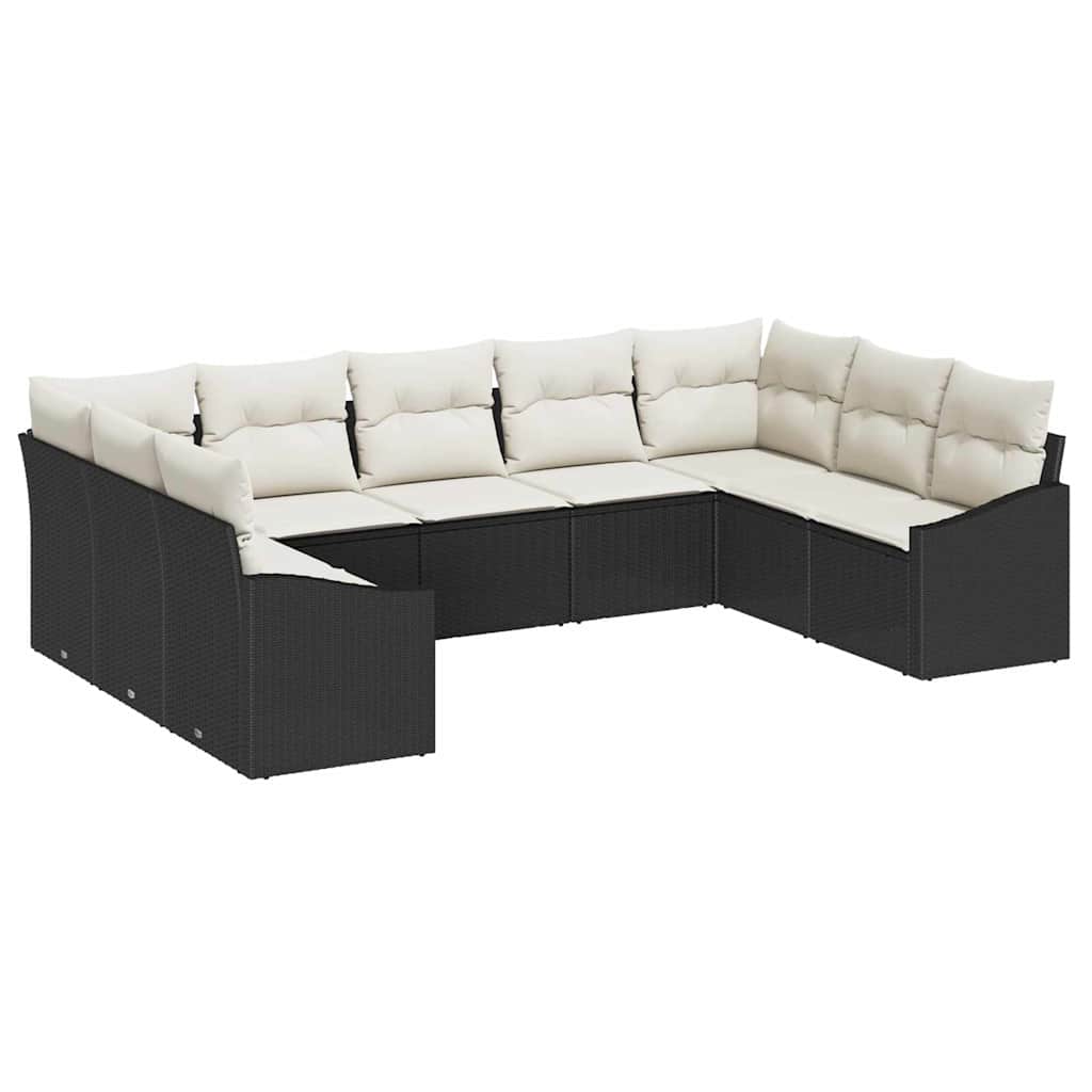 Garten Essgruppe mit Kissen 9 pcs Schwarz und Creme